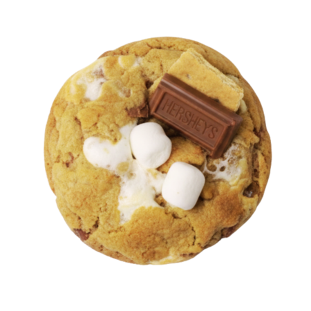 S’mores cookie with toasted marshmallow and milk chocolate top.